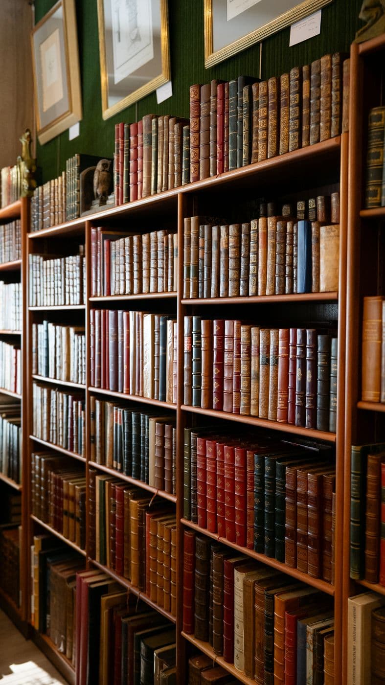 Étagères de livres anciens, gravures et manuscrits — librairie L'Image et le Livre