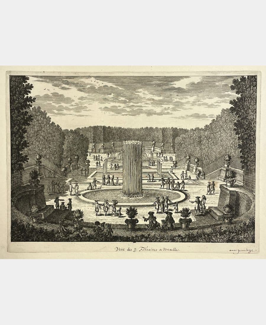 Vue des trois fontaines à Versailles