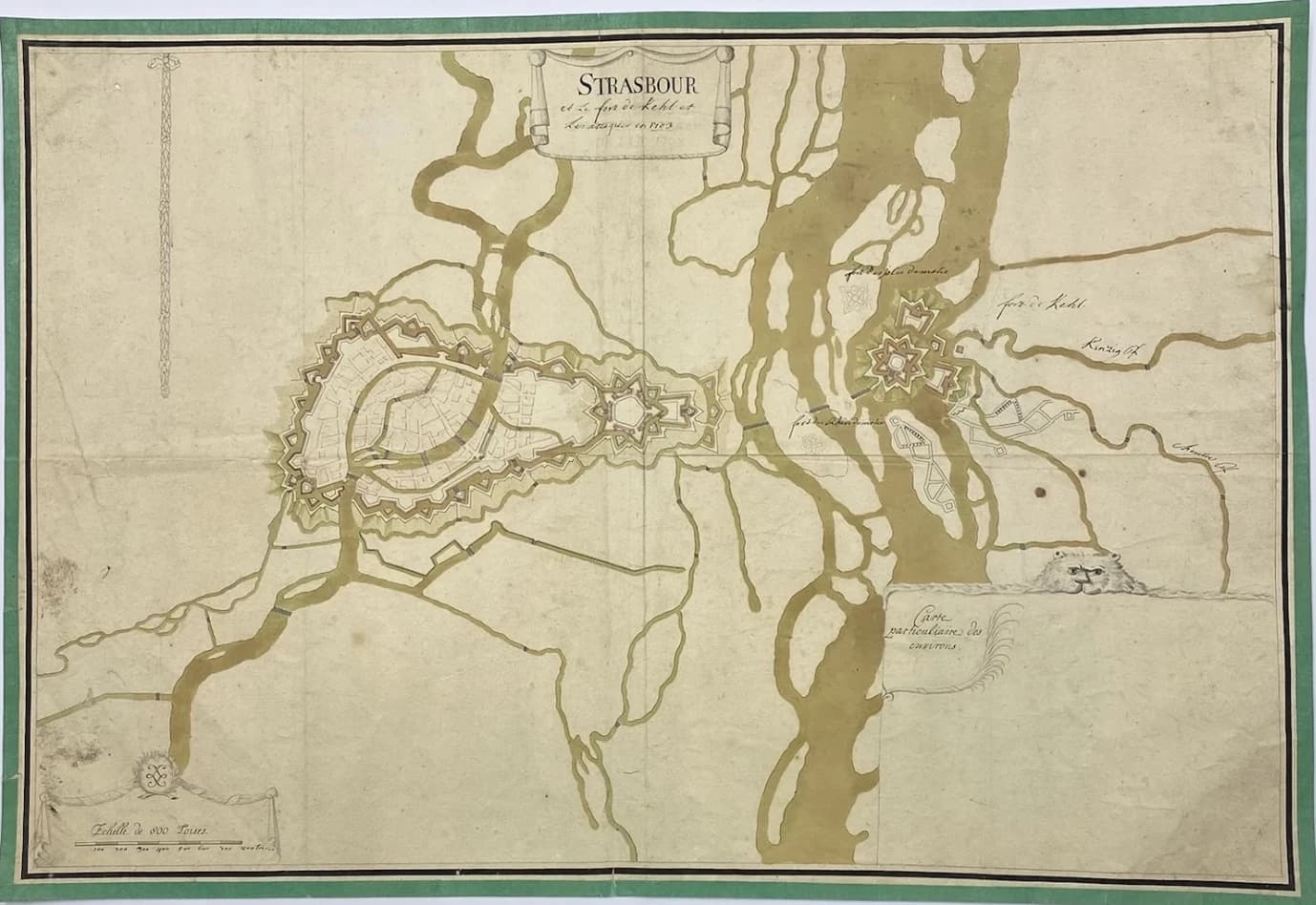 Plan manuscrit de Strasbourg et de Kehl