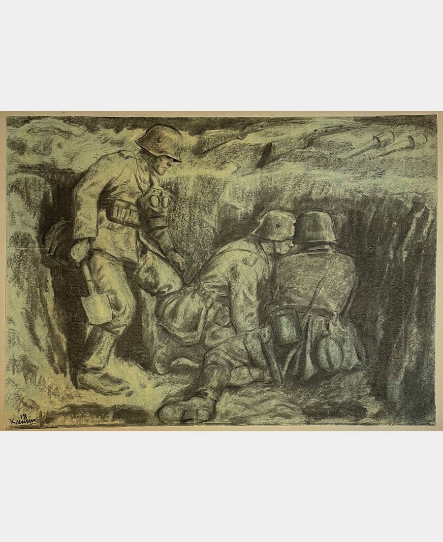 Soldats dans une tranchée.