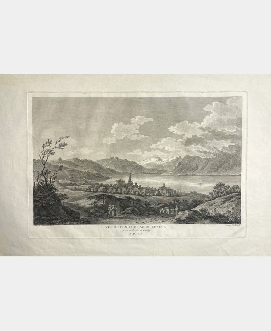 Vue du fond du lac de Genève prise au dessus de Cueilly