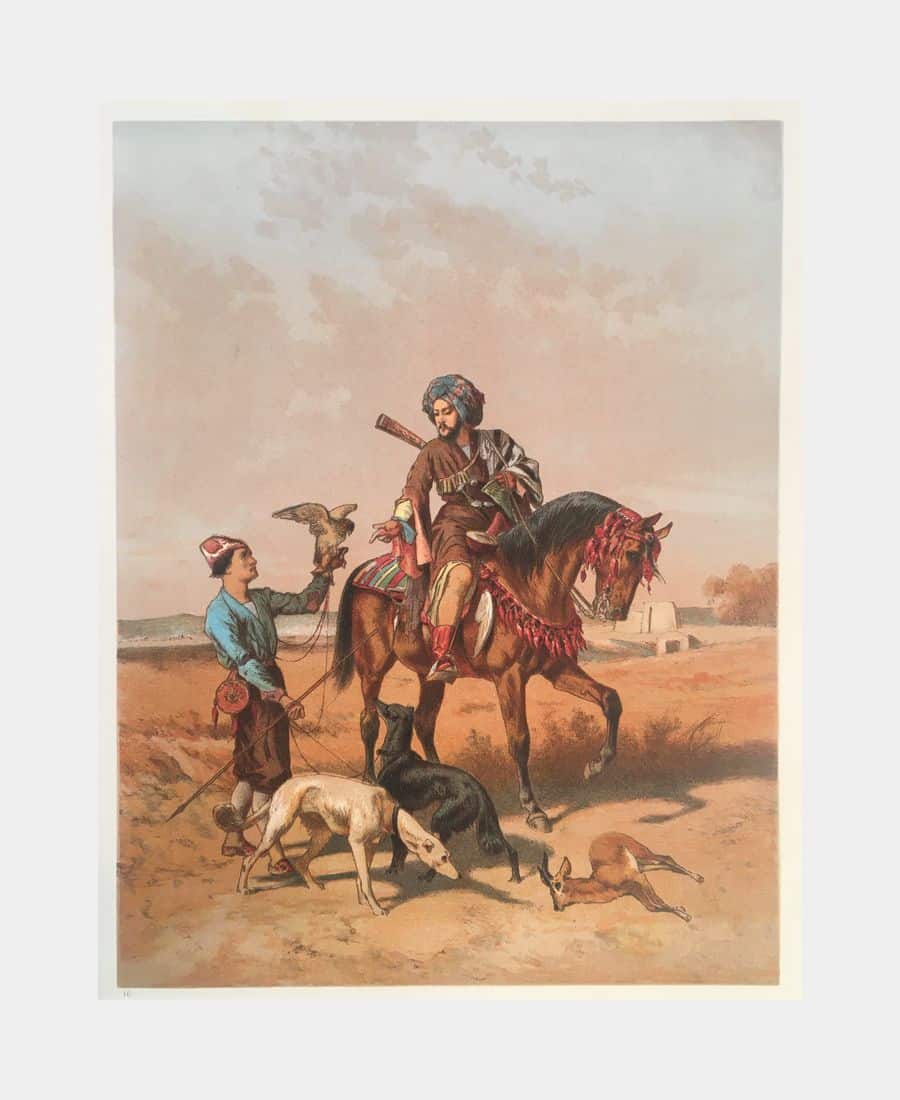 Cavalier chassant au faucon