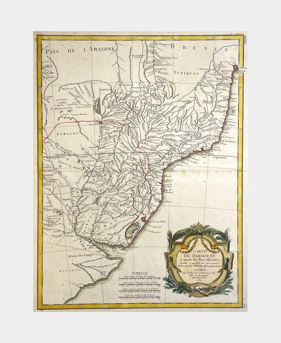 Carte du Paraguay et partie des Pays adjacants