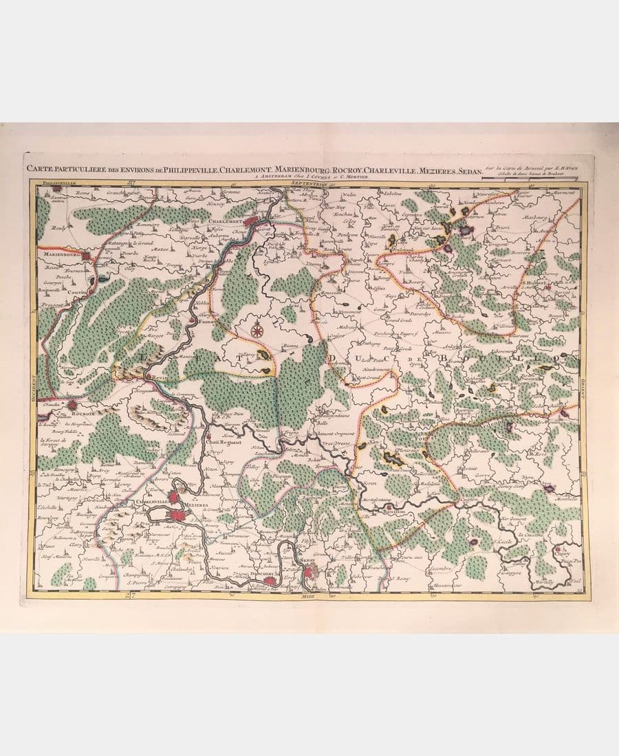 Carte particulière des environs de Philippeville, Charlemont, Marienbourg, Rocroy, Charleville, Mezieres, Sedan