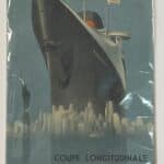 Compagnie Générale Transatlantique. French Line. Coupe longitudinale du paquebot Normandie. 79 280 tonneaux.