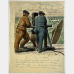 [Le Havre]Le Havre school]. Set of 8 drawings, sketches and watercolors and 3 documents from the 40s and 50s in connection with the Madyl gallery in Le Havre.