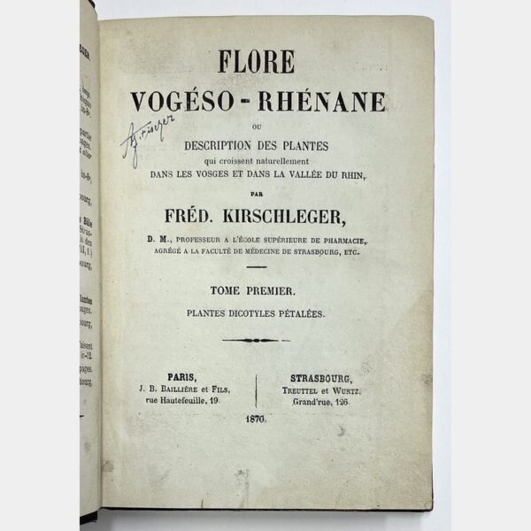 Vogeso-Rhine flora or description of plants growing naturally in the Vosges and Rhine valley