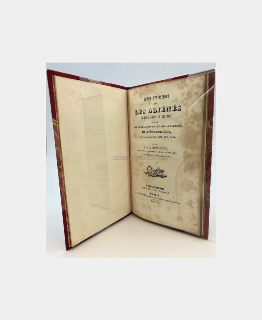 notice-statistique-sur-les-alienes-du-departement-du-bas-rhin-dapres-les-observa-l-f-e-renaudin-1.webp Notice statistique sur les aliénés du département du Bas-Rhin d'après les observations recueillies à l'Hospice de Shtéphansfeld, pendant les années 1836, 1837, 1838, 1839 - Hospice de Stephansfeld par L. F. E. Renaudin - Photo principale