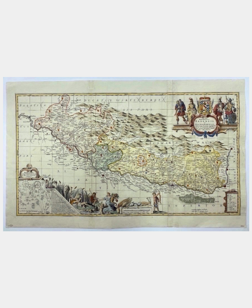 Cours du Rhin et affluents, Alsace et Pays de Bade. Vera totius Marchonatus Badensis et Hochbergensis par Moses Pitt, Stephanus Swart, J. Janssonius van Waesbergen, Johann Morell, Daniel Beüch - Photo principale