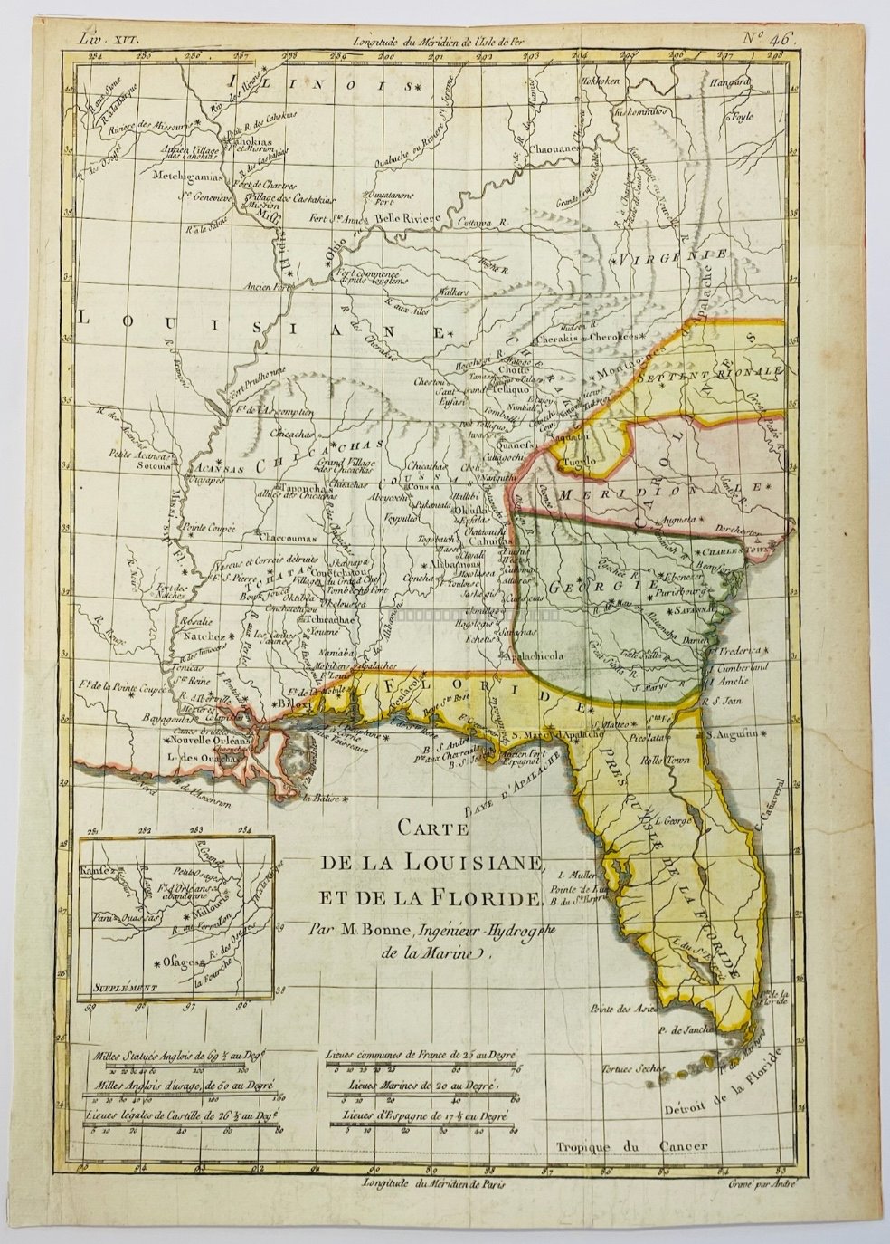 carte-de-la-louisiane-et-de-la-floride-m-bonne-1.webp Carte de la Louisiane et de la Floride par M. Bonne - Photo principale